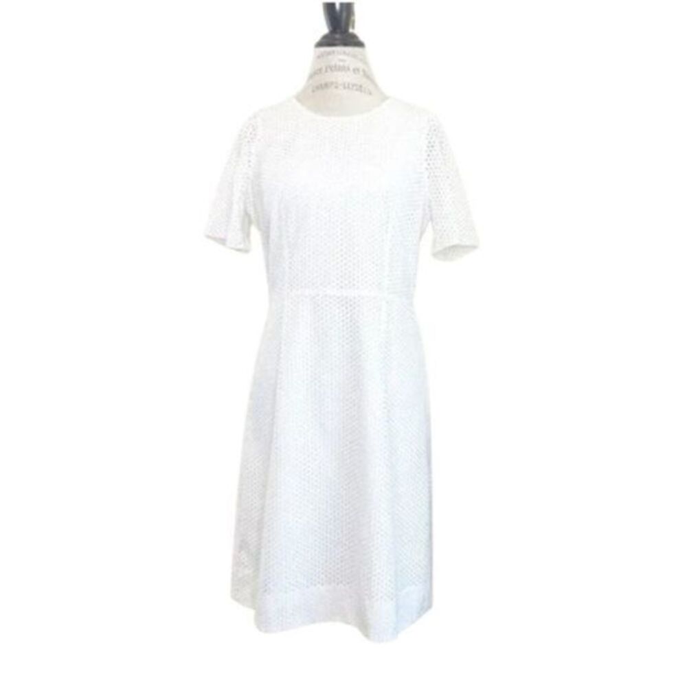 J.CREW Ivory White Color Eyelet Flutter Sleeve Dress US 10